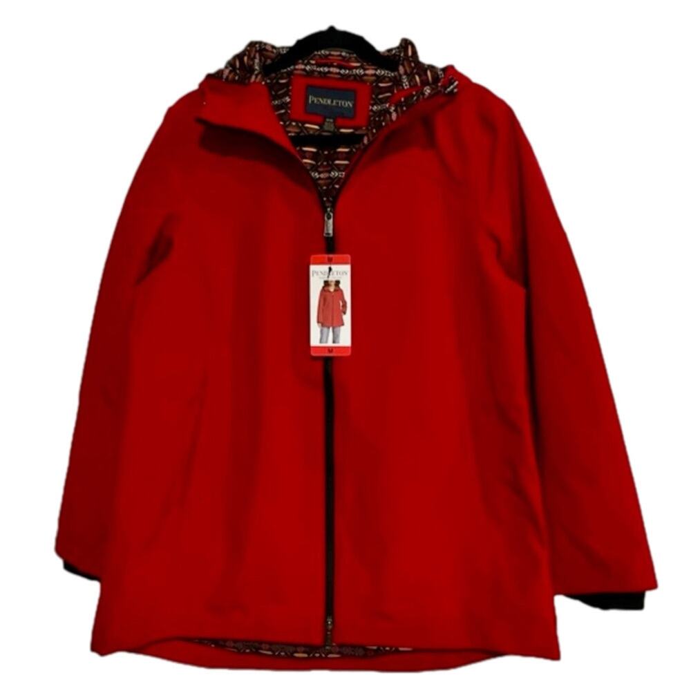 Pendleton Women's Jacket Hood Wind Rain Resistant Red Hooded Size Medium NWT